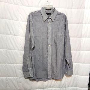 THE ARROW COMPANY 16/32-33 MEN'S DRESS SHIRT BUTTON DOWN WHITE/ BLUE STRIPES